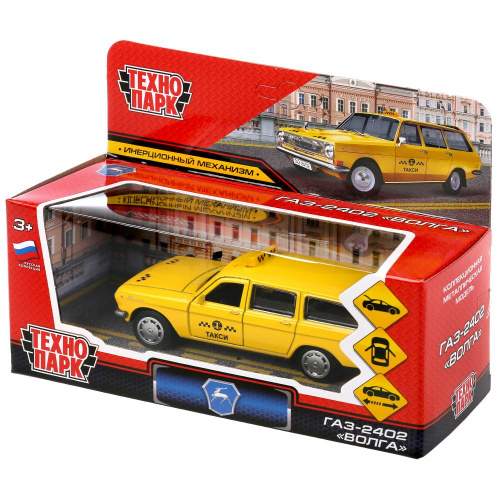 купить Технопарк,  Модель мет. ГАЗ-2402 "ВОЛГА" Такси12 см, 2402-12TAX-YE