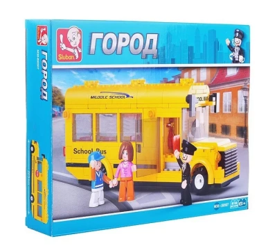 купить Sluban, Конструктор - Школьный автобус с фигурками, 219 дет., M38-B0507