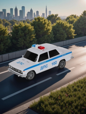 купить Машинка Технопарк на радиоуправлении  ВАЗ-2106 ПОЛИЦИЯ 18 см, белая