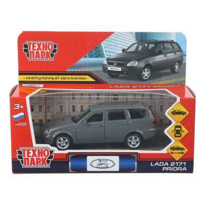 купить Машинка металлическая инерционная Технопарк LADA PRIORA, темно-серая,  12 см