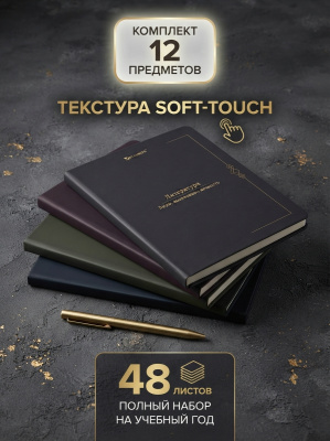 купить Тетради предметные "VINTAGE", 48 л., комплект 12 предметов, SoftTouch, BRAUBERG 