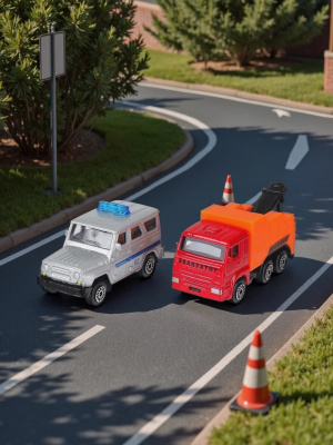 купить Машинка Технопарк KAMAZ ЭВАКУАТОР, 7,5 см+uaz ХАНТЕР 7,5 см