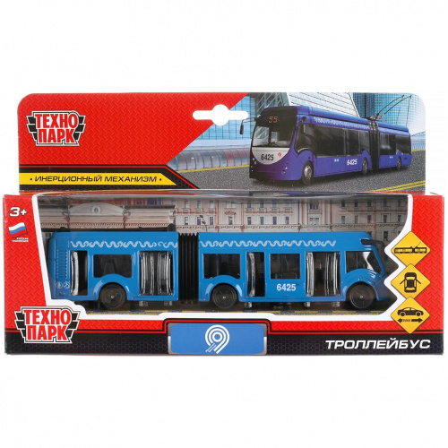 купить Технопарк, Модель металлическая МЕТРОПОЛИТЕН ТРОЛЛЕЙБУС с резинкой (19 см, двери, инерционная), SB-18-11WB(NO IC).20-1