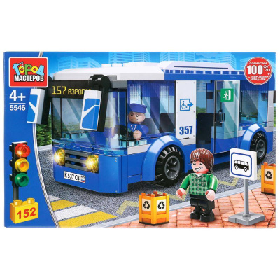 купить Город мастеров, Конструктор автобус с фигурками (152 детали), 5546-KK