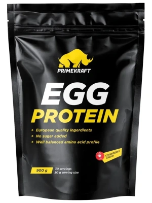 купить Протеин яичный PrimeKraft, Egg Protein, со вкусом Клубника-сливки 900 г.