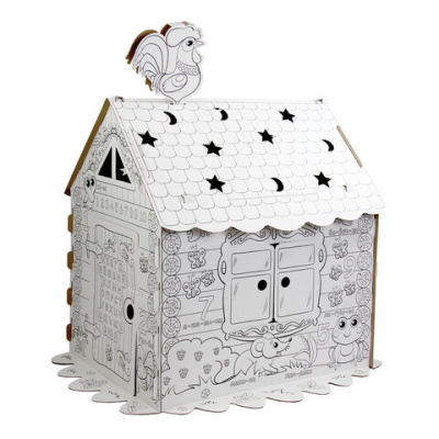 купить Картонный игровой развивающий Домик-раскраска "Сказочный", высота 130 см, BRAUBERG Kids, 880364