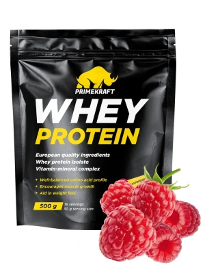 купить Протеин сывороточный PRIMEKRAFT "Whey Protein" с витаминами и минералами, Малина, 500 г