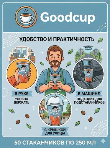 купить Бумажный стакан "Весна" синий, 250мл, 50шт