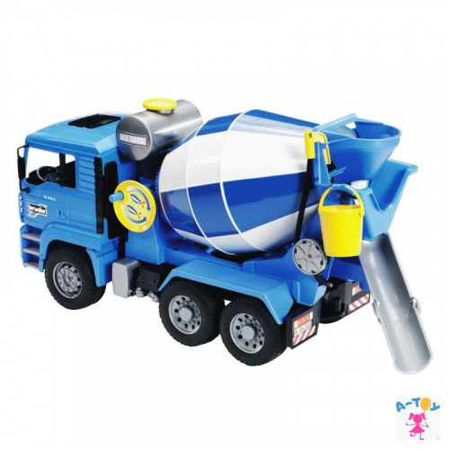 купить Bruder, Бетономешалка MAN сине-серая, подходит модуль звука и света, 02-744