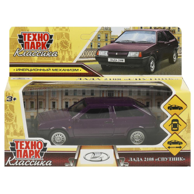 купить Машинка металлическая инерционная Технопарк LADA-2108 "СПУТНИК" 12 см,баклажан