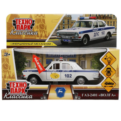 купить Технопарк, машина металл свет-звук ГАЗ-2401 Волга полиция 12 см, 2401-12SLPOL-WH