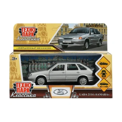 купить Машинка металлическая инерционная Технопарк LADA-2114 "SAMARA" 12 см, серебристая