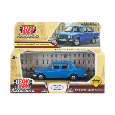 купить Машинка металлическая инерционная Технопарк LADA 2106 длина 10,5 см, синяя