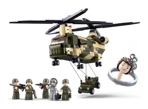 купить Sluban, Конструктор, серия Армия - тяжёлый военно-транспортный вертолёт (520 дет.), M38-B0508
