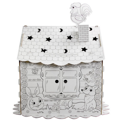 купить Картонный игровой развивающий Домик-раскраска "Сказочный", высота 130 см, BRAUBERG Kids, 880364