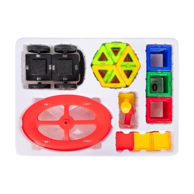 купить Brauberg Kids, Магнитный конструктор Mega Magnetic Blocks-79, с колесной базой и каруселью, 663848