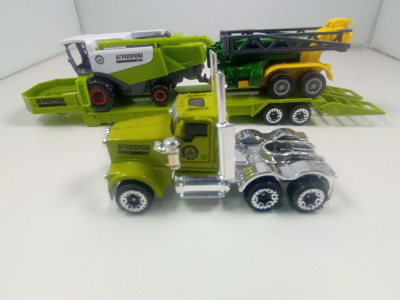 купить Технопарк, Набор из металлических машин СЕЛЬХОЗТЯГАЧ С ПРИЦЕПОМ и комбайном (27 см), 82014-2R-KOM