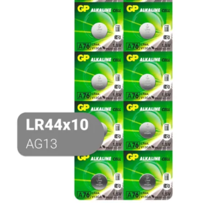 купить Батарейка GP Alkaline, A76 (G13, LR44), алкалиновая, 10 шт., в блистере (отрывной блок), A76-С10