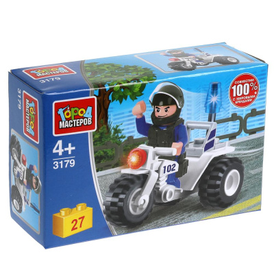 купить Город мастеров, Конструктор полицейкий трицикл (27 деталей), 3179-JS