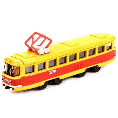 купить Технопарк, Модель металлическая ТРАМВАЙ  (16,5 см, инерция, двери), SB-16-66WB