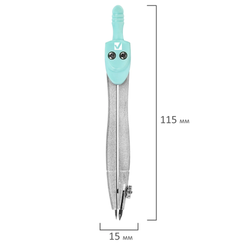купить Готовальня BRAUBERG SCHOOL KIT, чертежные принадлежности, 8 предметов, циркуль 115 мм, мятный цвет