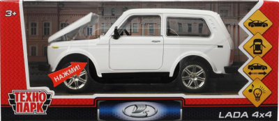 купить Технопарк, Модель мет. LADA 4х4 (17 см, свет-звук, капот, багажник, инерция, белая), VAZ-21214-W