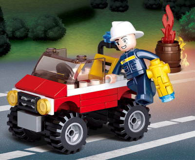 купить Конструктор пожарный джип с фигурками, Sluban, серия Пожарная бригада M38-B0621