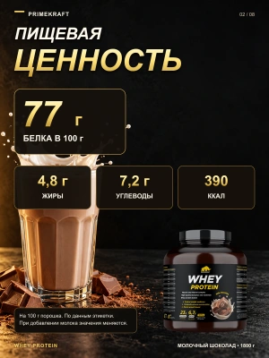 купить Протеин сывороточный PRIMEKRAFT Whey Protein, «Молочный шоколад» (Milk chocolate), 1800 гр, банка