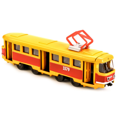 купить Технопарк, Модель металлическая ТРАМВАЙ  (16,5 см, инерция, двери), SB-16-66WB