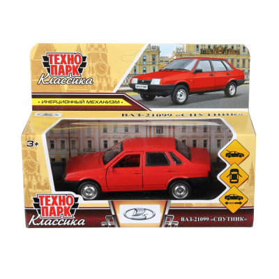 купить Машинка металлическая инерционная Технопарк ВАЗ-21099 "СПУТНИК" 12 см, красная