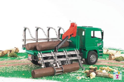 купить Bruder Лесовоз MAN с портативным краном и брёвнами (подходит модуль со звуком и светом H)