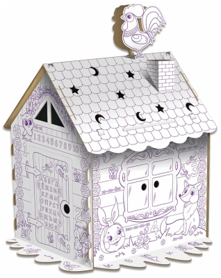 купить Картонный игровой развивающий домик-раскраска "Сказочный", высота 130 см, ЮНЛАНДИЯ, 880358