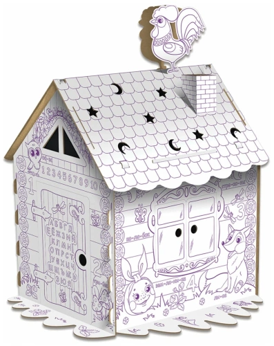 купить Картонный игровой развивающий домик-раскраска "Сказочный", высота 130 см, ЮНЛАНДИЯ, 880358