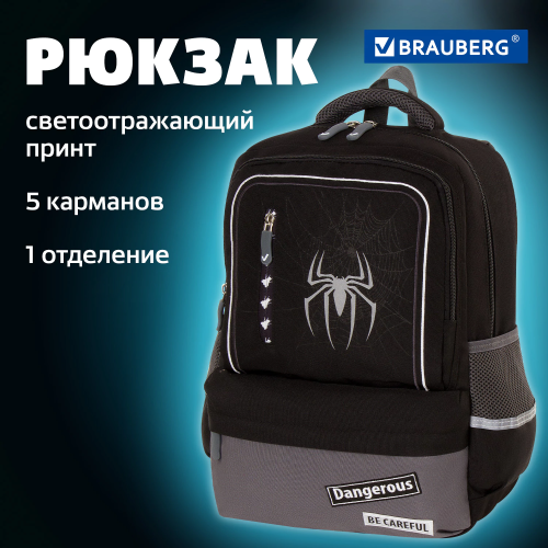 купить Рюкзак BRAUBERG STAR, "Spider", черный, 229978