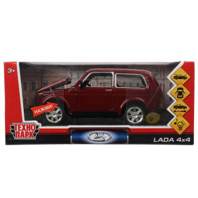 купить Технопарк, машина металл со светом и звуком Lada 4х4, 17 см,  бордоая, VAZ-21214-R