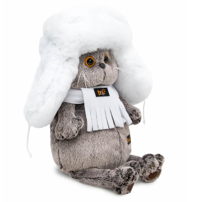 купить Мягкая игрушка Budi Basa Кот Басик в белой меховой шапке