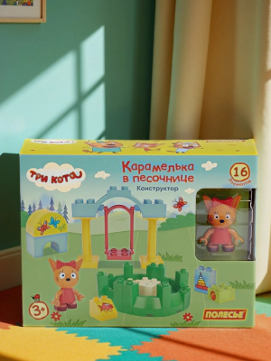 купить Конструктор Полесье "Макси" - "Три кота. Карамелька в песочнице", 16 эл.