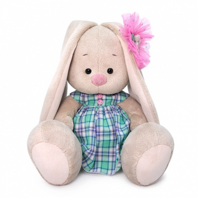 купить Budi Basa Зайка Ми в зеленом платье в клетку 23 см