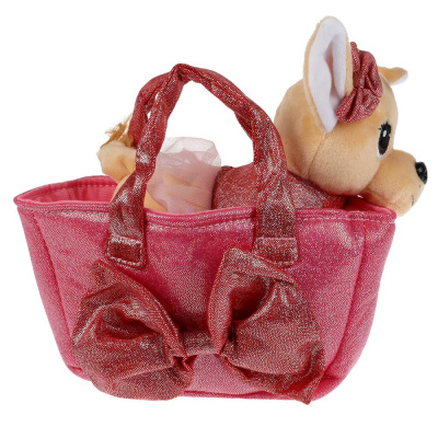 купить Мой питомец, Мягкая игрушка Чихуaхуа в сумочке с бантом, CT-AD230018-19