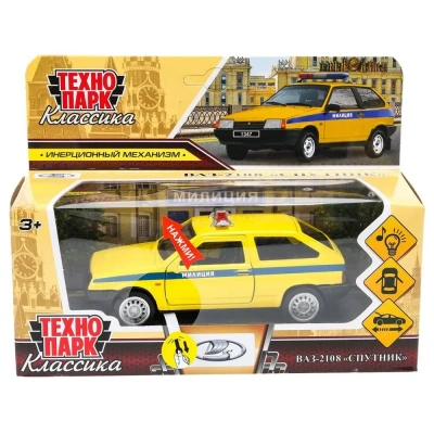 купить Машинка металлическая инерционная Технопарк  LADA-2108 Спутник Полиция, 12 см