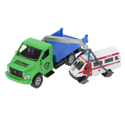 купить Набор машин Технопарк - ГАЗ Газон Next - эвакуатор и Скорая помощь, инерционный
