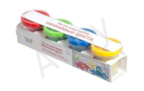 купить Набор тесто-пластилин "Неоновые цвета" - 4 цвета, Genio Kids (200 г)