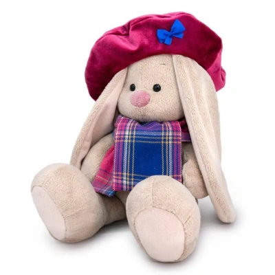 купить Зайка Ми в бархатном берете и шарфе в клетку (большой) SidM-505