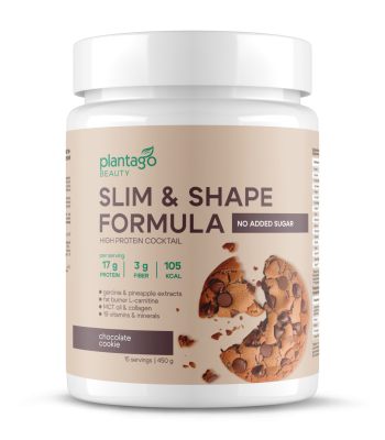 купить Протеиновый коктейль Plantago Beauty для похудения Slim&Shape Formula со вкусом «Шоколадное печенье»