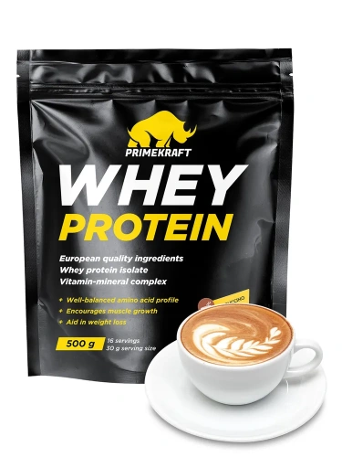 купить Протеин сывороточный PRIMEKRAFT "Whey Protein" с витаминами и минералами, Капучино 500 г