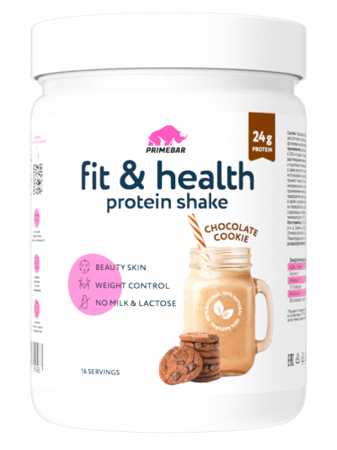 купить Протеин Primebar Fit & Health VEGAN Protein Shake растительный со вкусом Шоколадное печенье 500 г