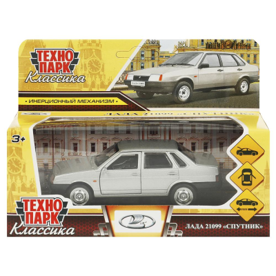 купить Машинка металлическая инерционная Технопарк LADA-21099 "СПУТНИК" 12 см, серебристая