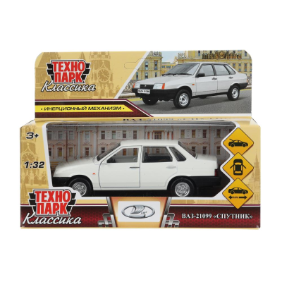 купить Машинка металлическая инерционная Технопарк ВАЗ-21099 "СПУТНИК" 13,1 см, белая