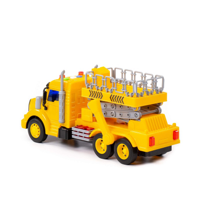 купить Автомобиль "Профи",  с подъёмником инерционный со светом и звуком - желтый