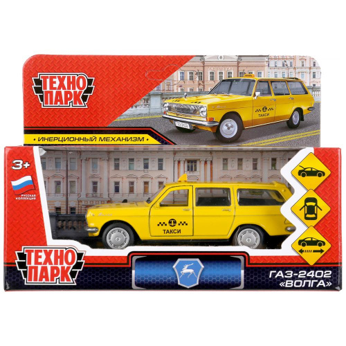купить Технопарк,  Модель мет. ГАЗ-2402 "ВОЛГА" Такси12 см, 2402-12TAX-YE